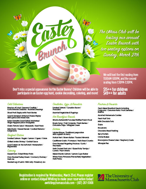 The University of Massachusetts Club - Calendar Event - Easter Brunch